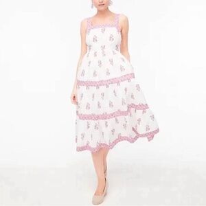 J.CREW block print square neck midi dress